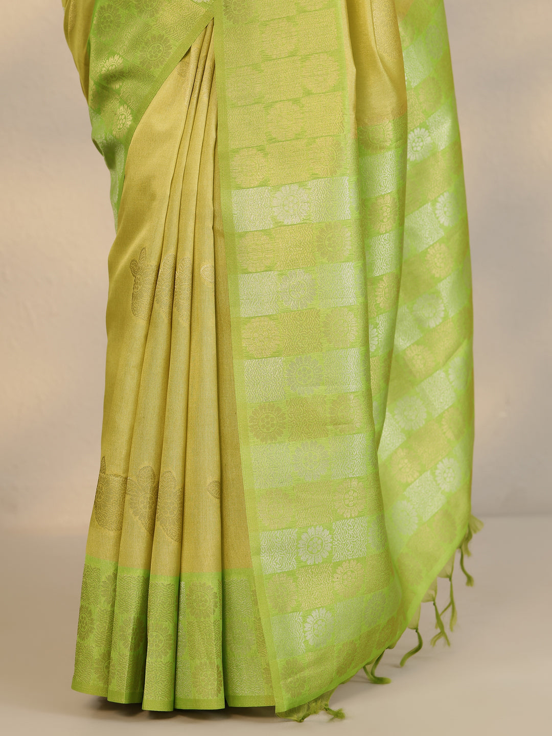 Mustard Woven Design Silk Blend Saree With Unstitched Blouse Piece