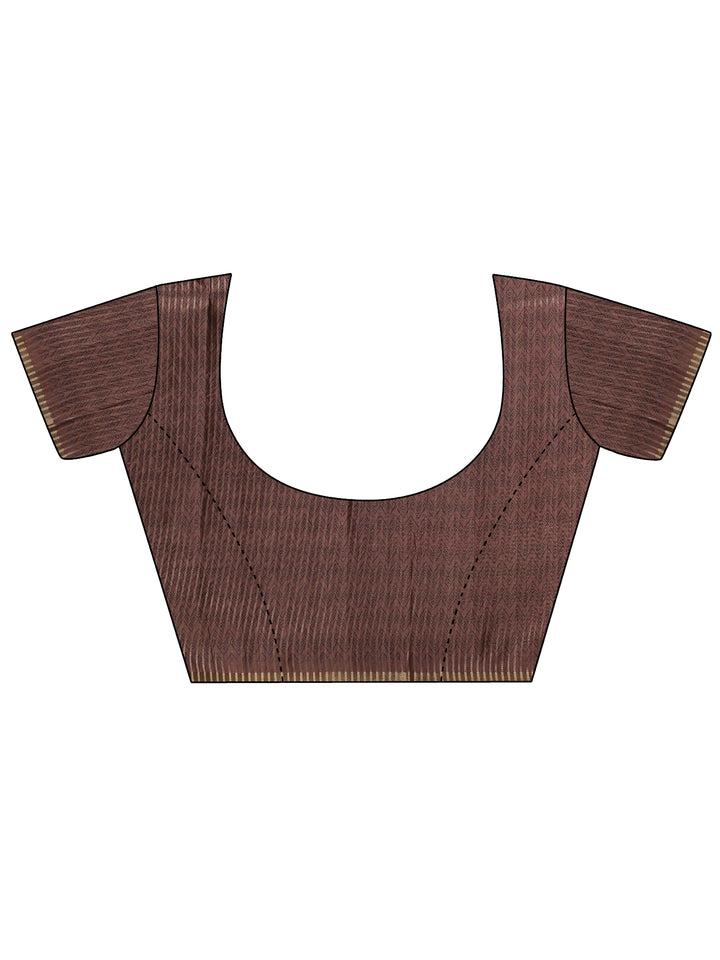 Beige Printed Silk Blend Sarees With Unstitched Blouse Piece