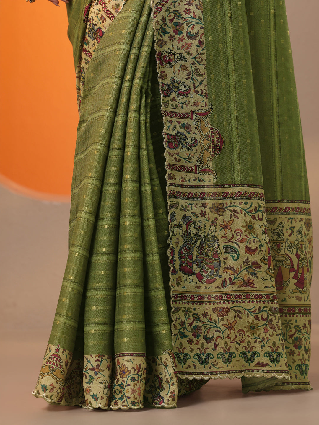 Green Woven Design Silk Blend Saree With Unstitched Blouse Piece
