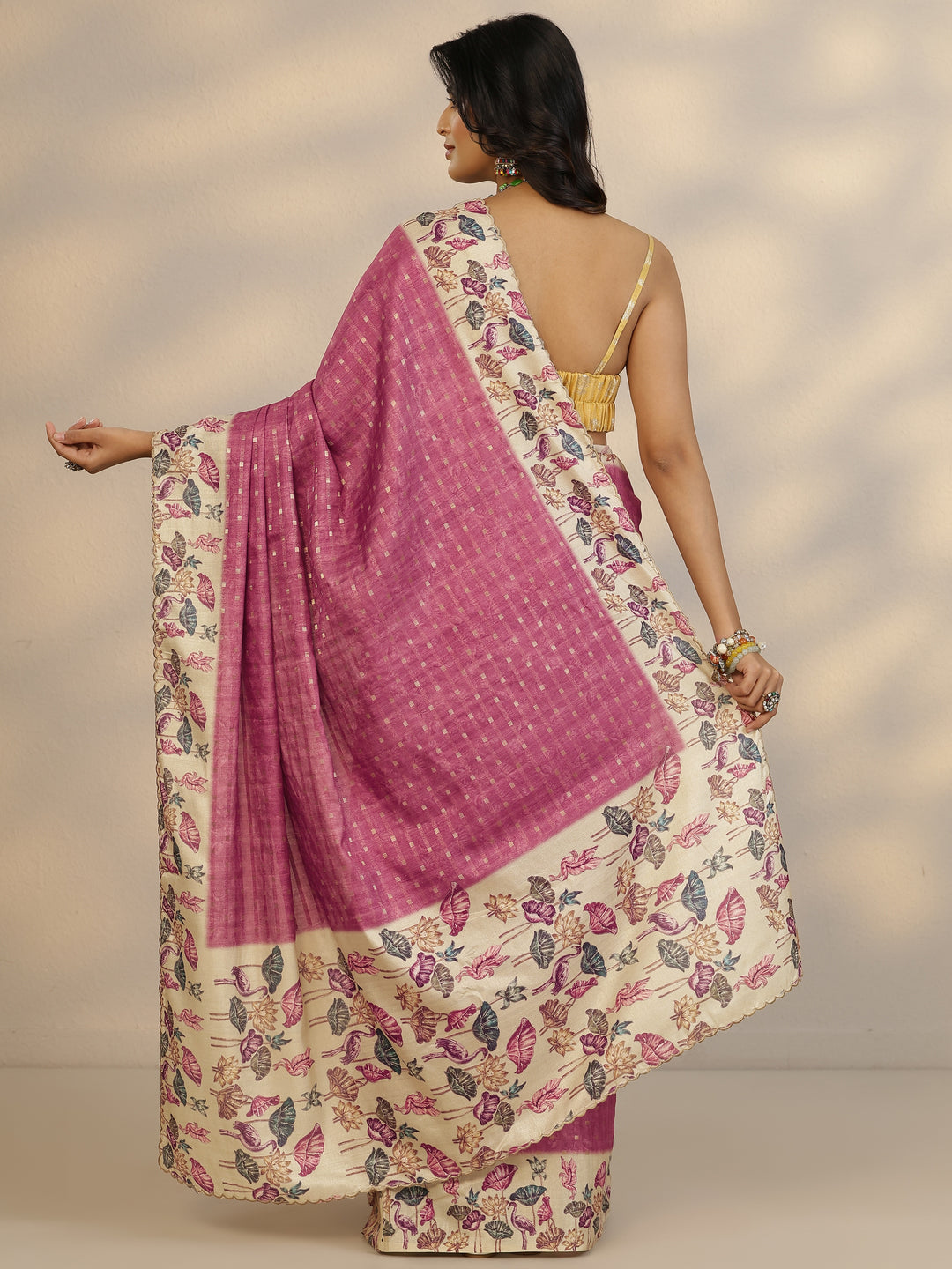 Mauve Woven Design Silk Blend Saree With Unstitched Blouse Piece