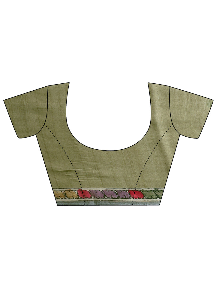 Mustard Printed Satin Saree With Unstitched Blouse Piece