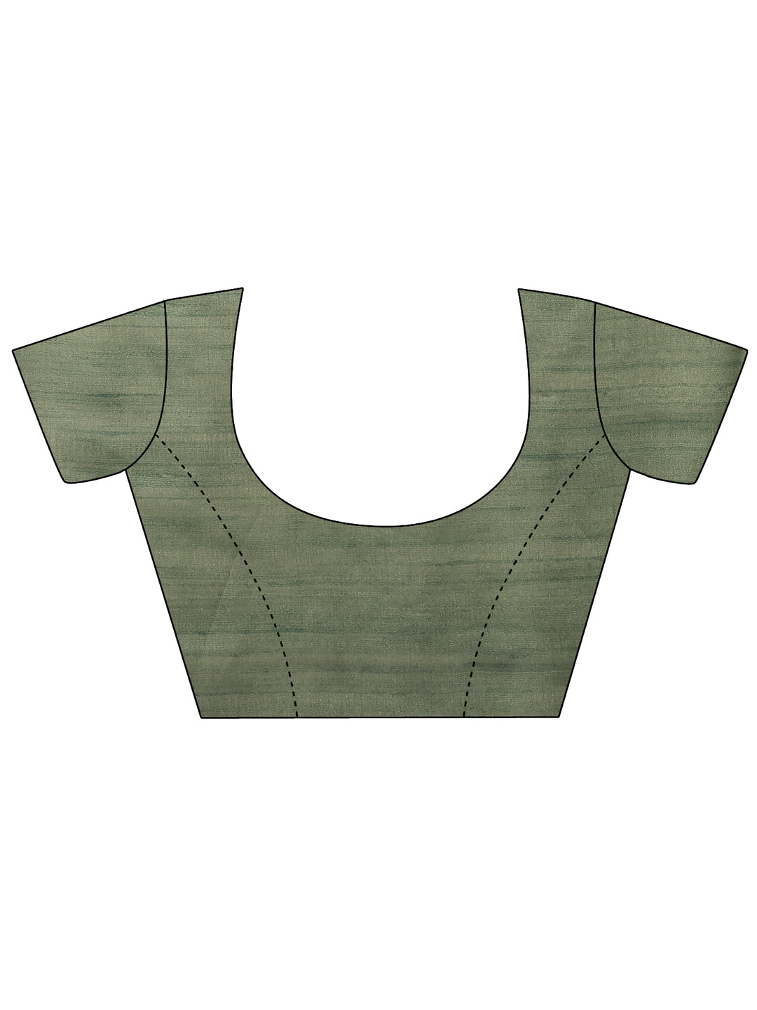 Green Printed Satin Saree With Unstitched Blouse Piece