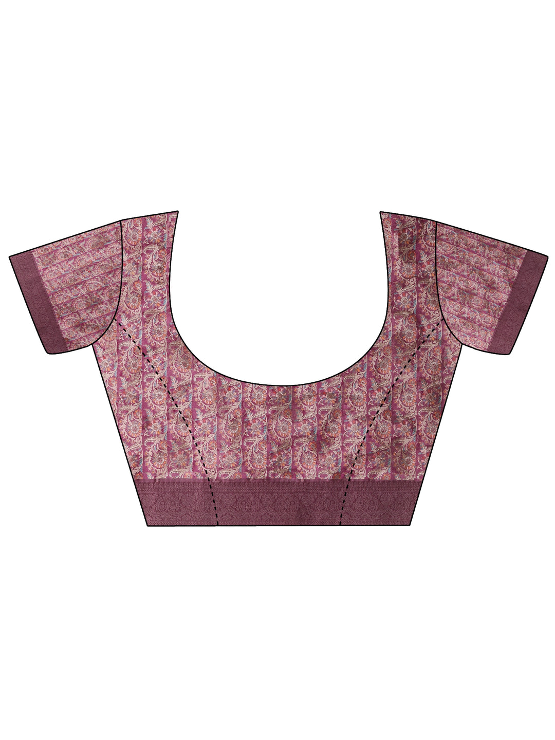 Maroon Printed Silk Blend Saree With Unstitched Blouse Piece