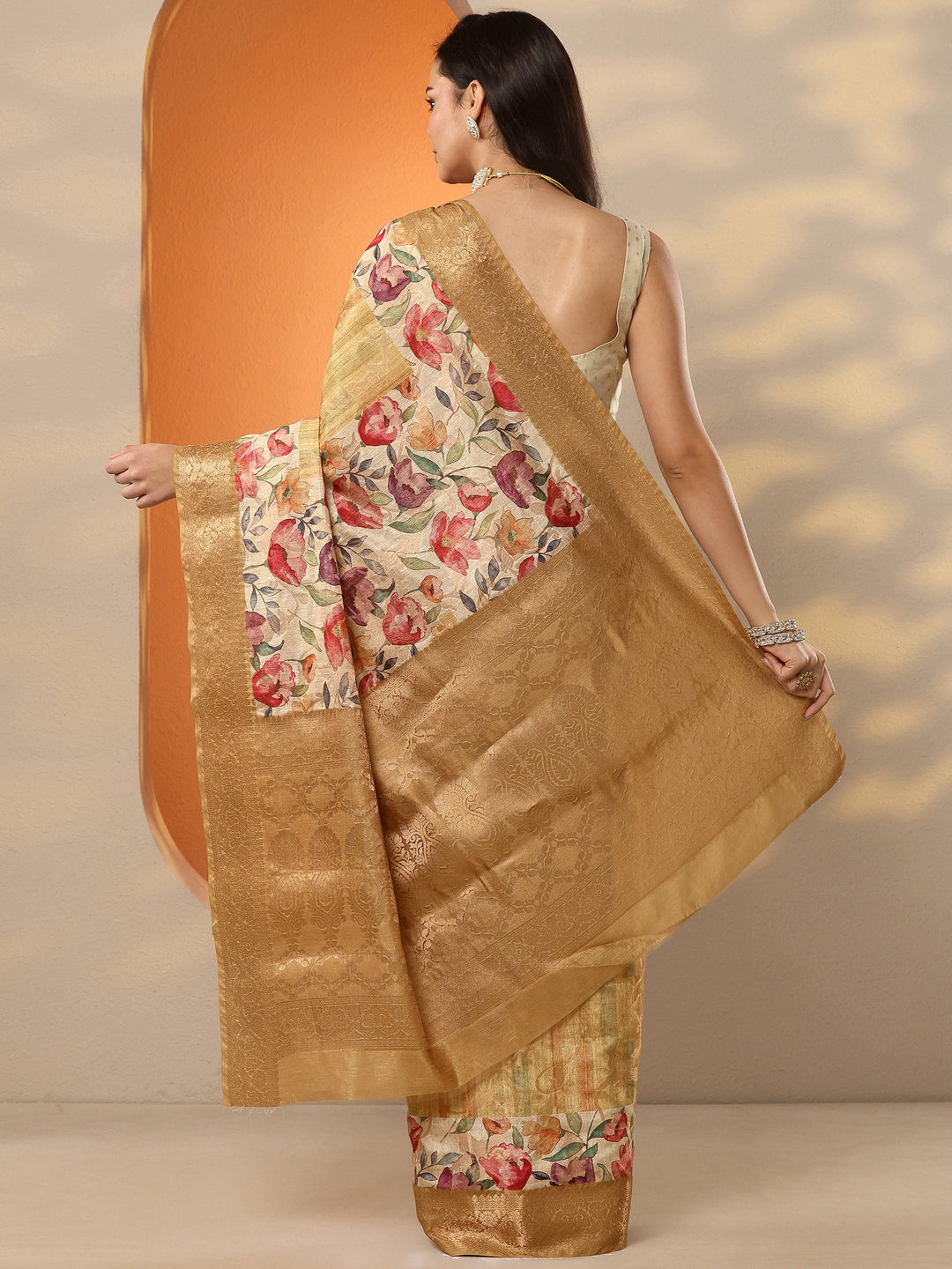 Mustard Woven Design Silk Blend Saree With Unstitched Blouse Piece