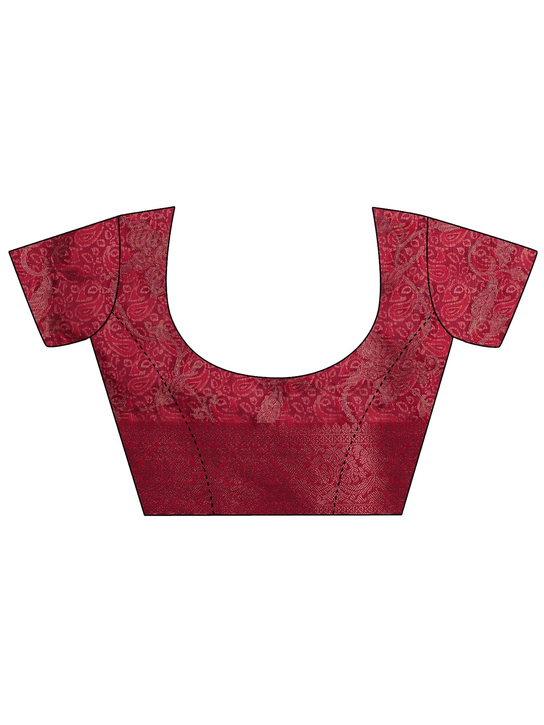 Red Printed Silk Blend Saree With Unstitched Blouse Piece