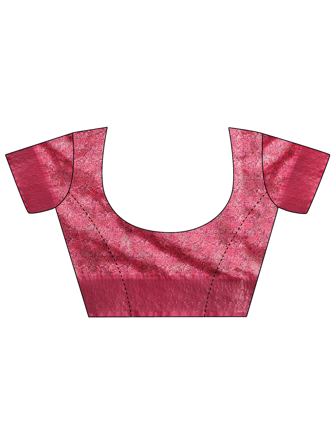 Pink Printed Silk Blend Saree With Unstitched Blouse Piece