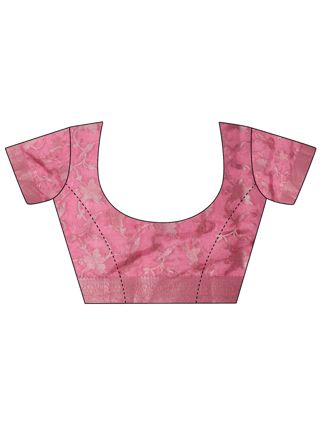 Pink Printed Silk Blend Saree With Unstitched Blouse Piece