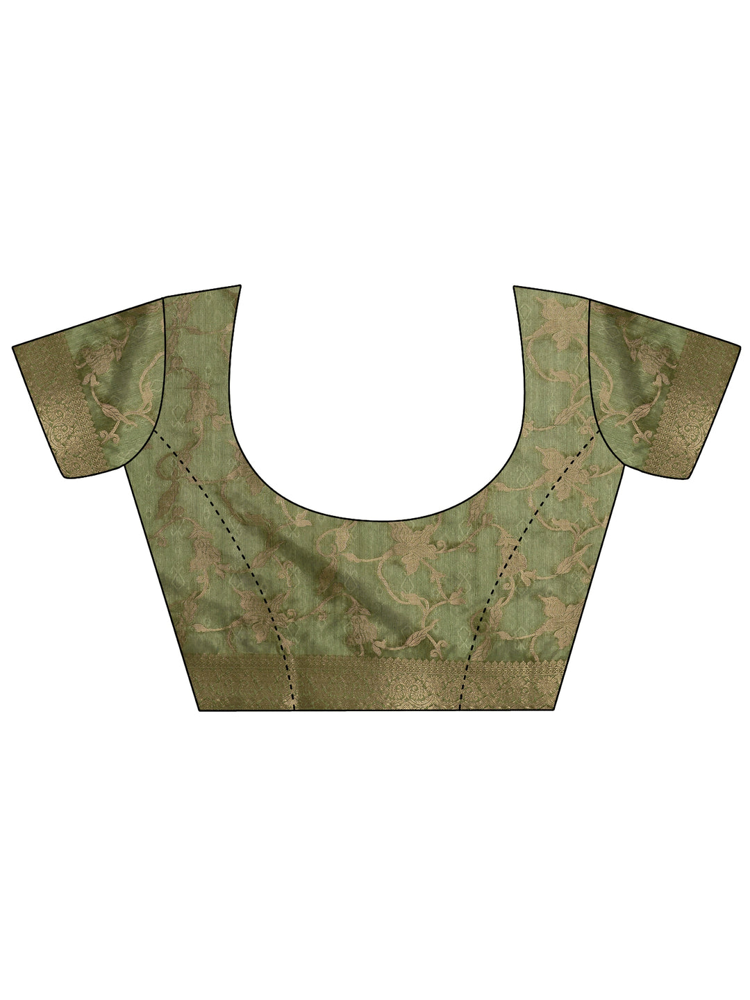 Green Woven Design Silk Blend Saree With Unstitched Blouse Piece