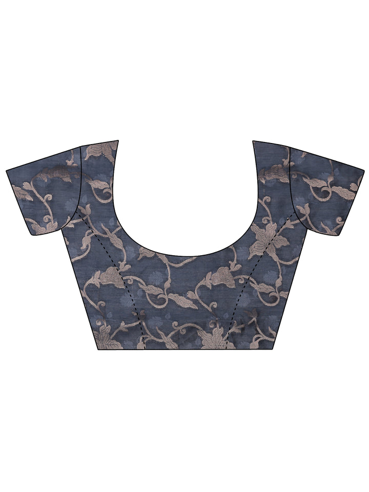 Blue Woven Design Silk Blend Saree With Unstitched Blouse Piece