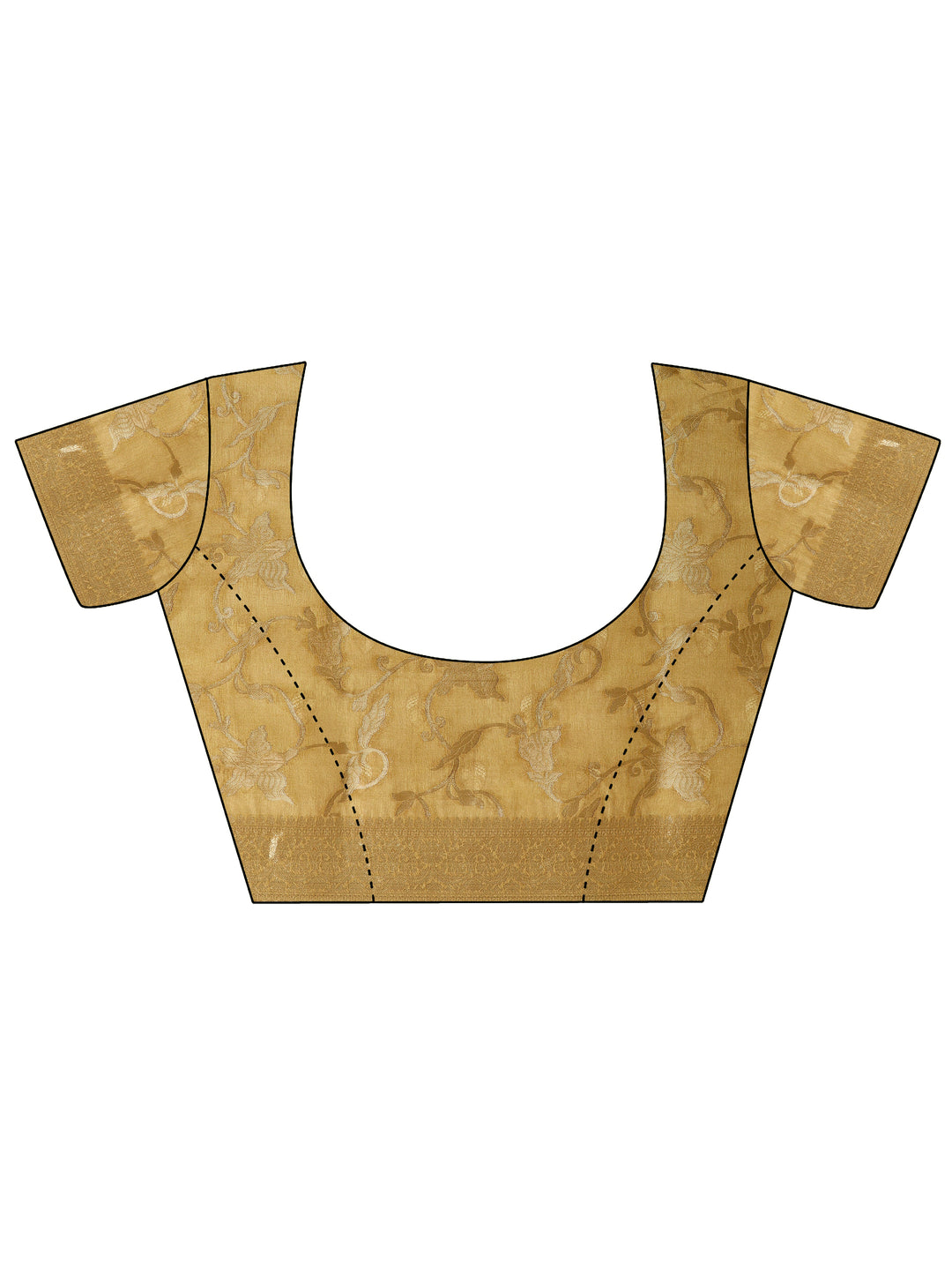 Mustard Printed Silk Blend Saree With Unstitched Blouse Piece