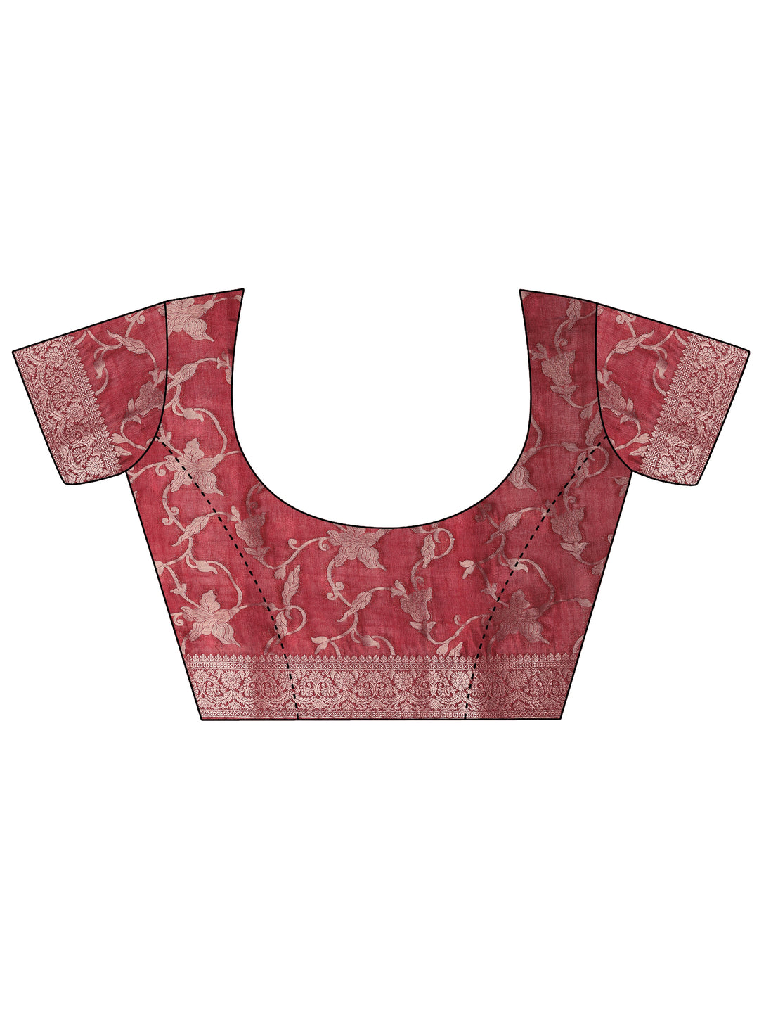 Maroon Printed Silk Blend Saree With Unstitched Blouse Piece