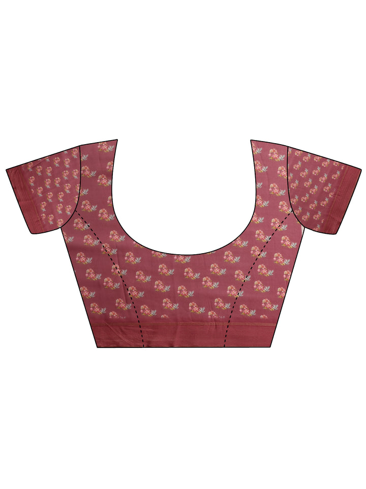 Mauve Printed Pure Georgette Saree With Unstitched Blouse Piece