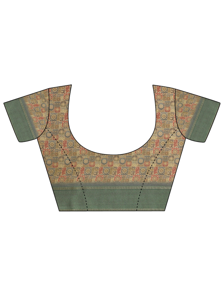 Green Printed Pure Georgette Saree With Unstitched Blouse Piece