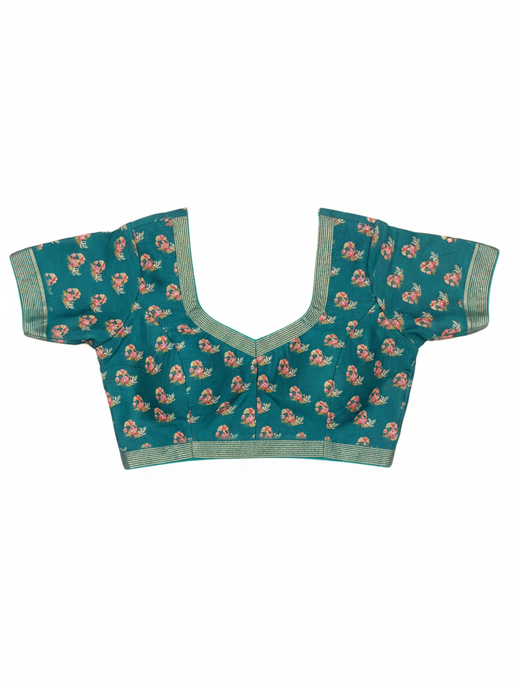 Green Printed Pure Georgette Saree With Unstitched Blouse Piece