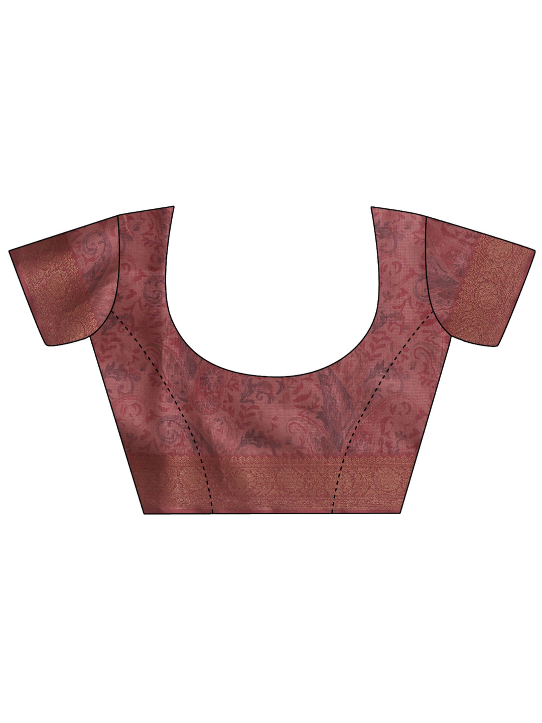 Taupe Printed Kota Saree With Unstitched Blouse Piece