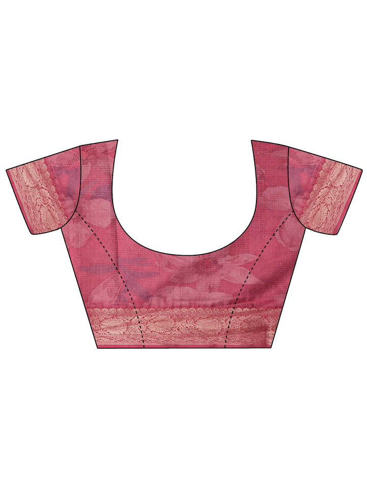 Maroon Printed Kota Saree With Unstitched Blouse Piece
