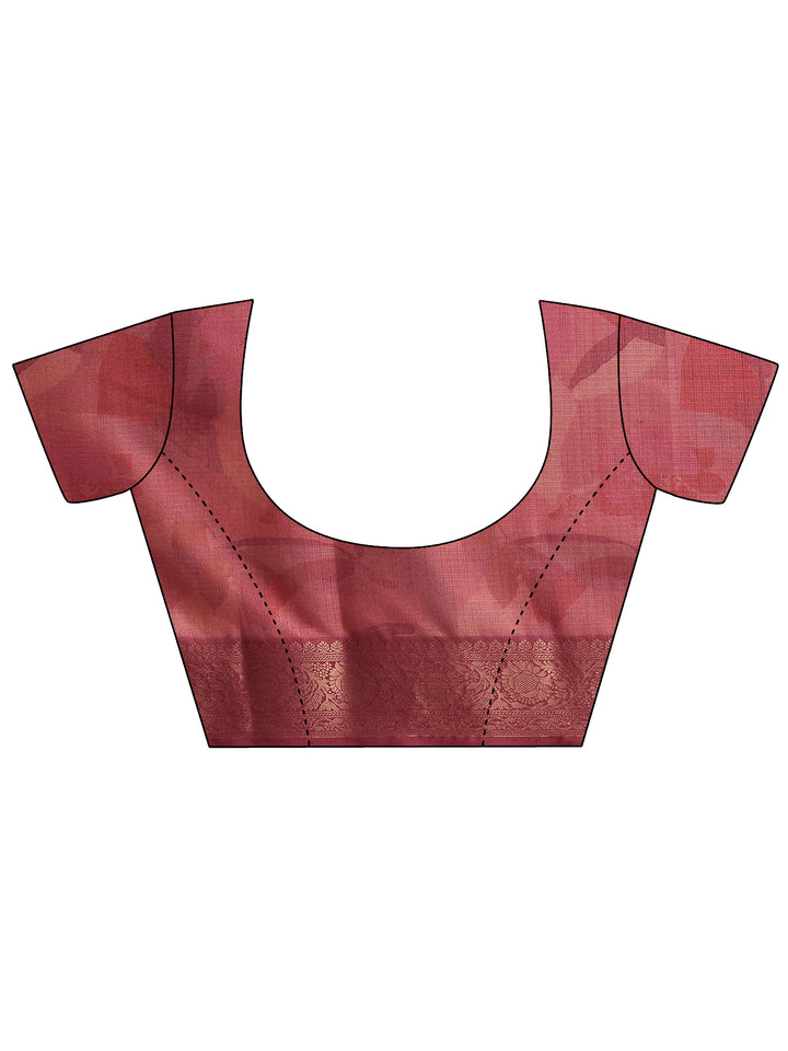 Coral Printed Kota Saree With Unstitched Blouse Piece