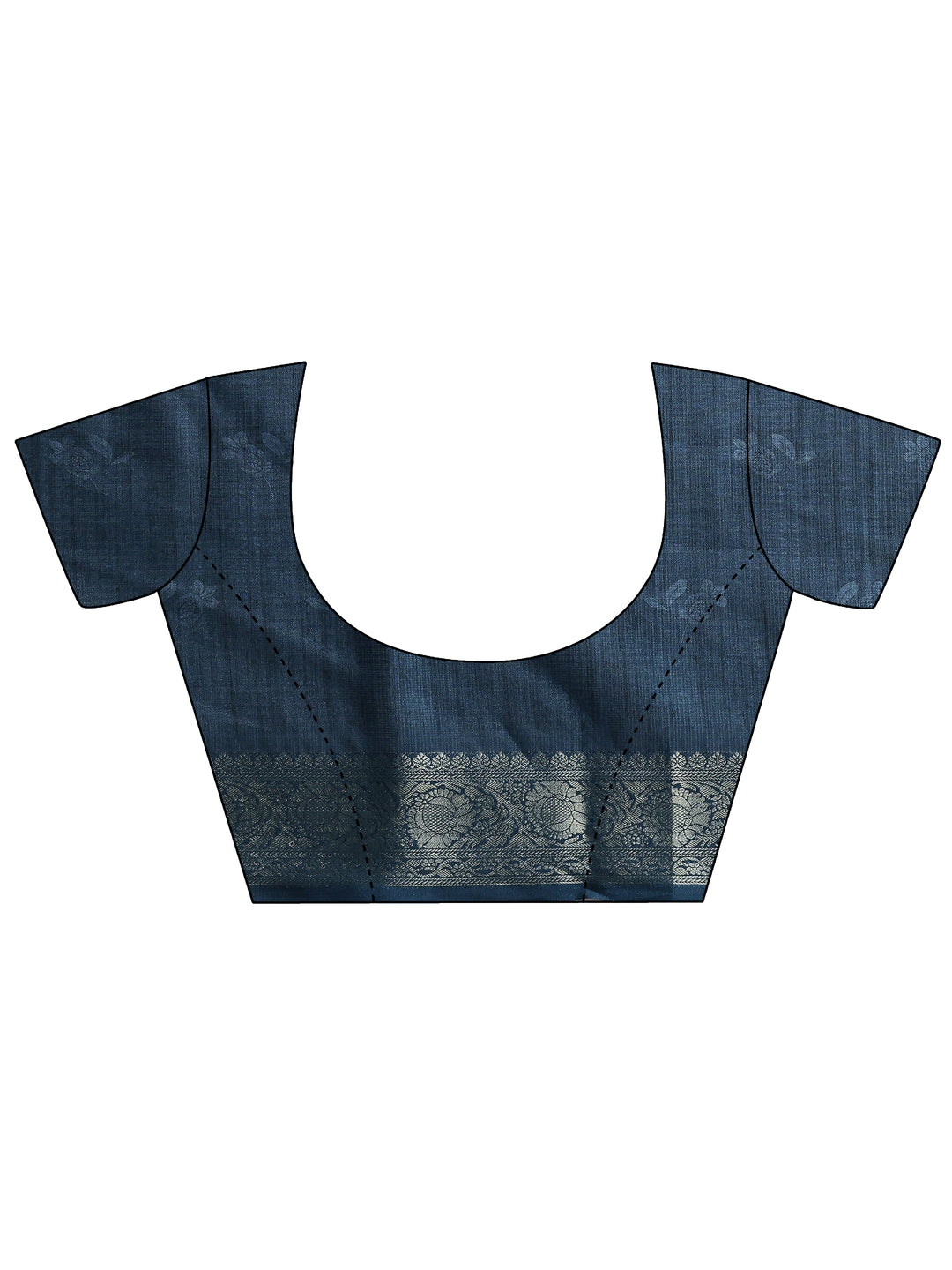 Blue Printed Kota Saree With Unstitched Blouse Piece