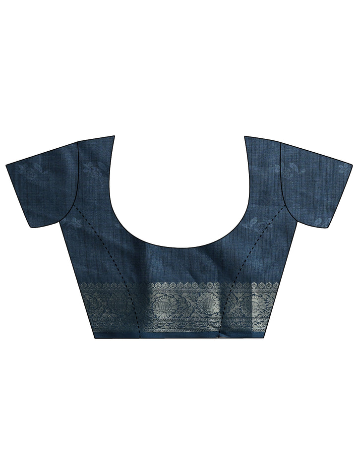 Blue Printed Kota Saree With Unstitched Blouse Piece