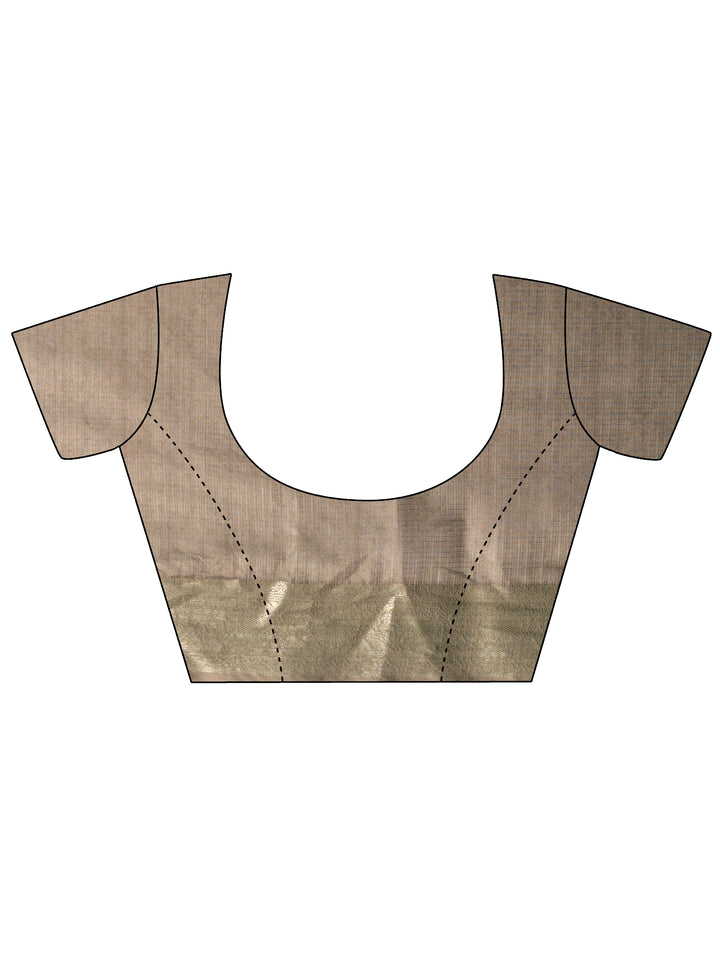 Beige Printed Kota Saree With Unstitched Blouse Piece