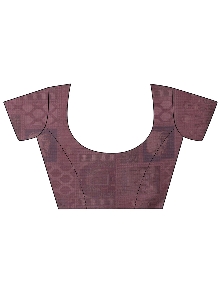 Purple Tribal Printed Kota Saree With Unstitched Blouse Piece