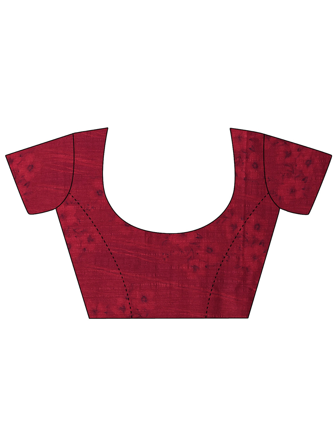 Red Leheriya Printed Chinon Saree With Unstitched Blouse Piece