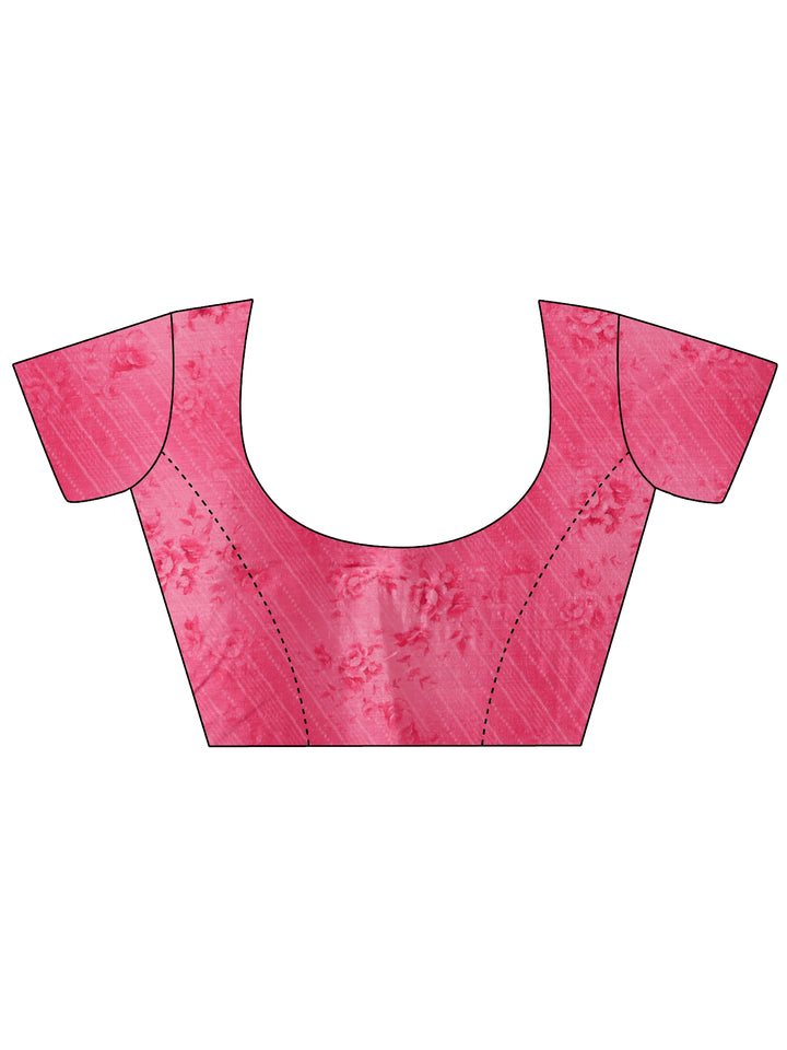 Pink Bandhani Printed Chinon Saree With Unstitched Blouse Piece