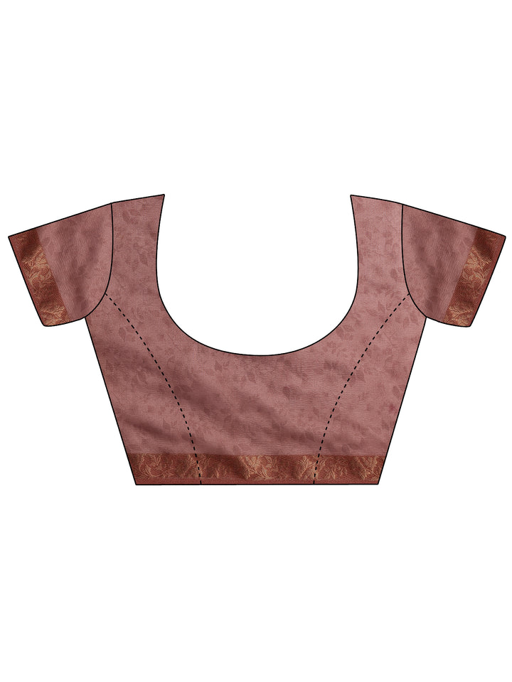 Gold Printed Chinon Saree With Unstitched Blouse Piece