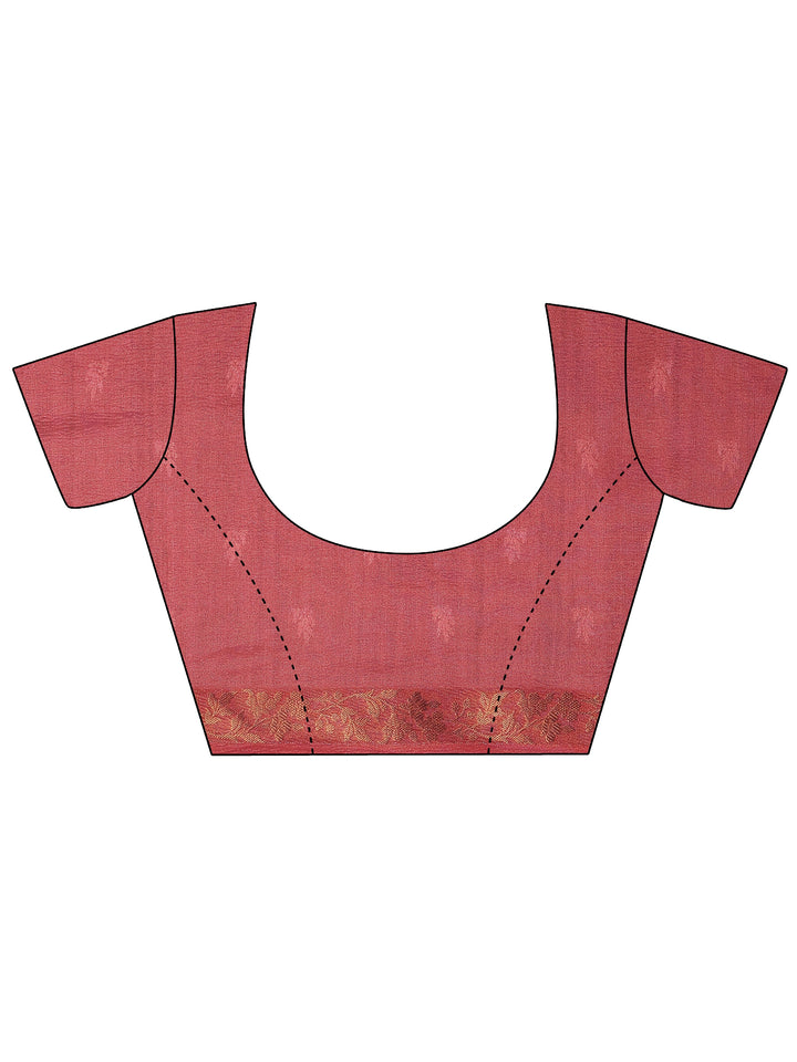 Red Tribal Printed Chinon Saree With Unstitched Blouse Piece