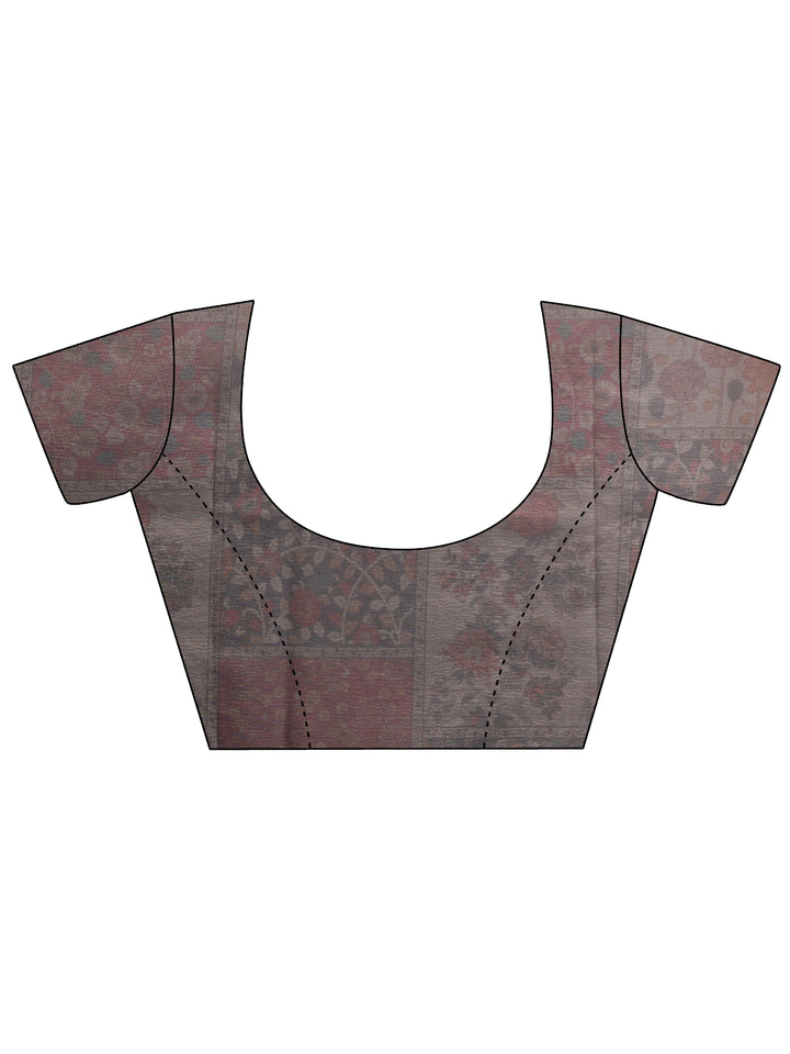 Multi Printed Chinon Saree With Unstitched Blouse Piece