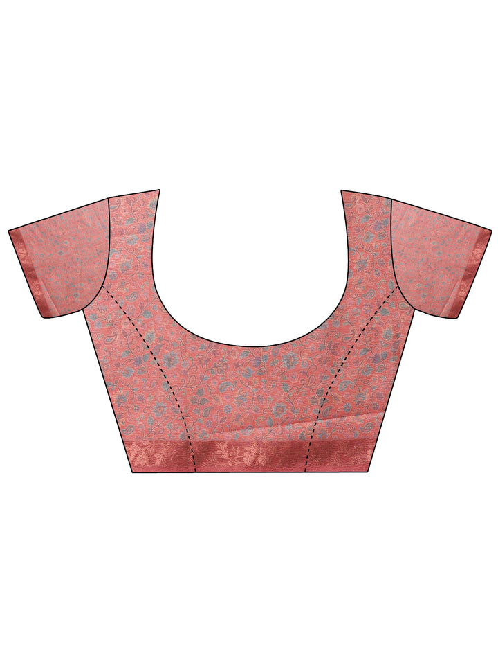 Multi Printed Chinon Saree With Unstitched Blouse Piece
