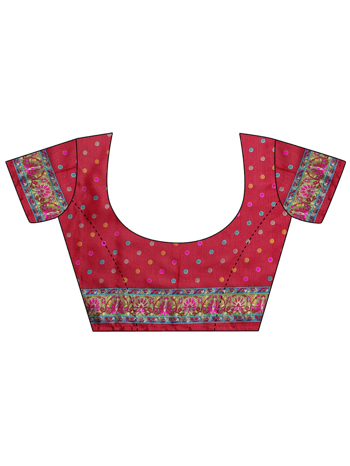 Multi Printed Silk Blend Saree With Unstitched Blouse Piece