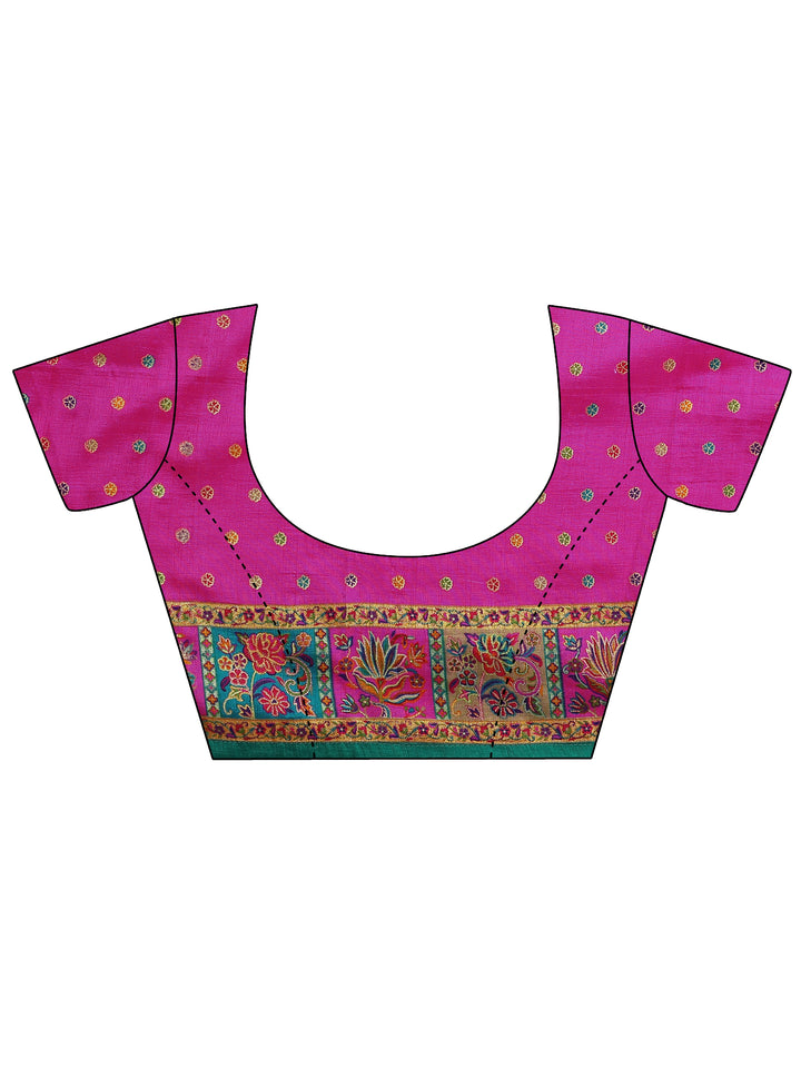 Green Printed Silk Blend Saree With Unstitched Blouse Piece