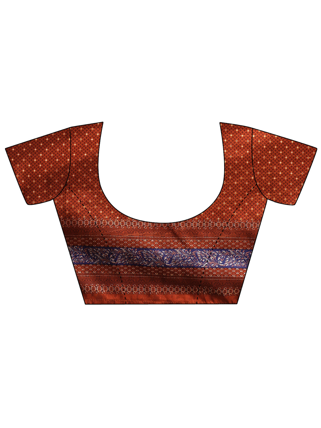 Red Printed Silk Blend Saree With Unstitched Blouse Piece