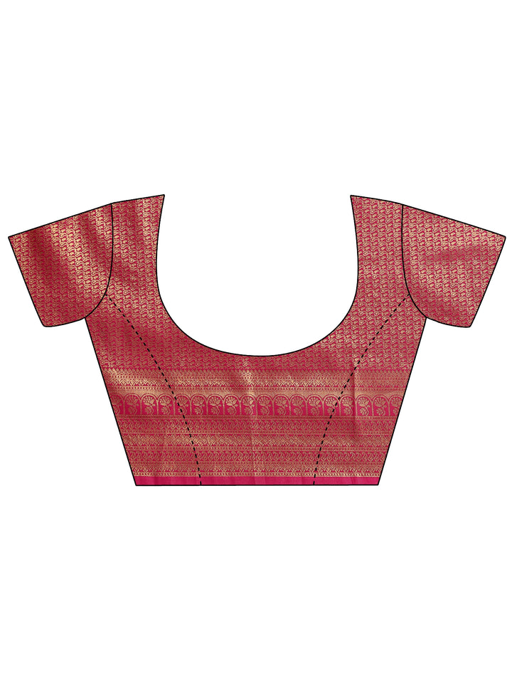 Gold Woven Design Silk Blend Saree With Unstitched Blouse Piece
