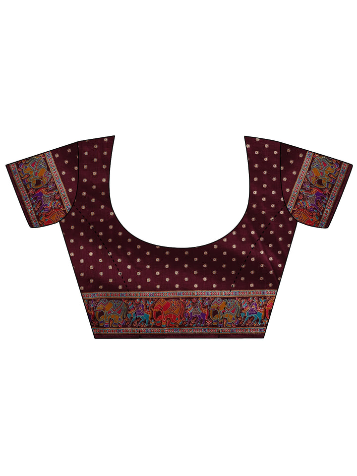 Mustard Embroidered Silk Blend Saree With Unstitched Blouse Piece