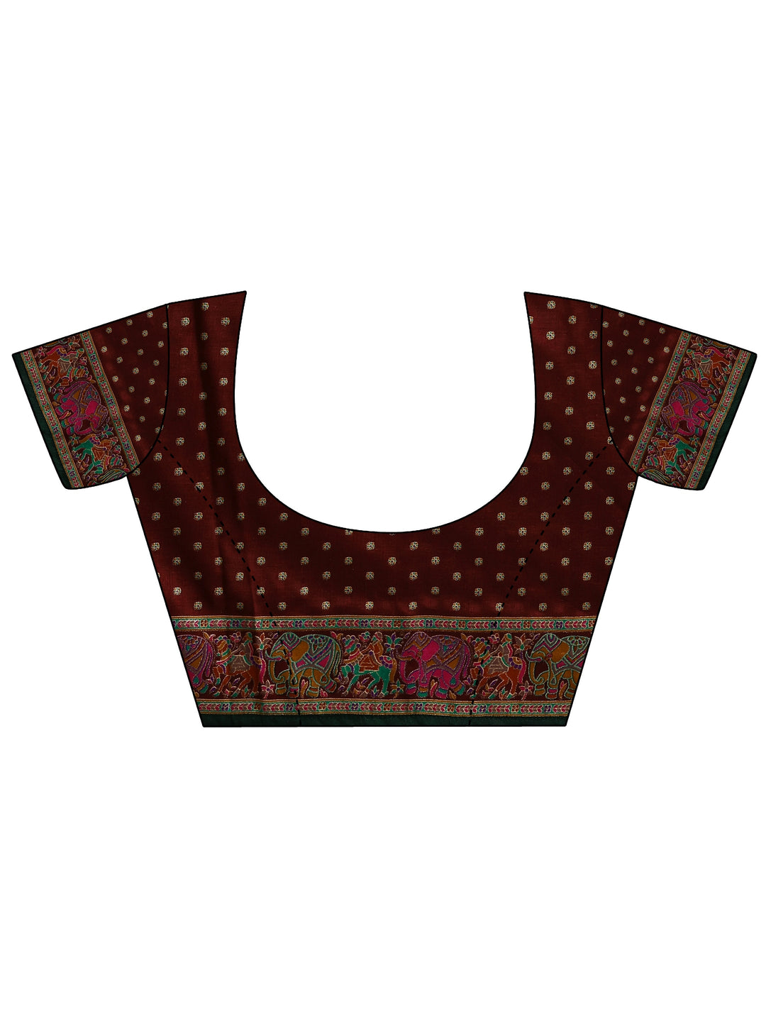 Green Printed Silk Blend Saree With Unstitched Blouse Piece