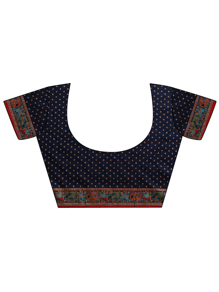 Red Embroidered Silk Blend Saree With Unstitched Blouse Piece