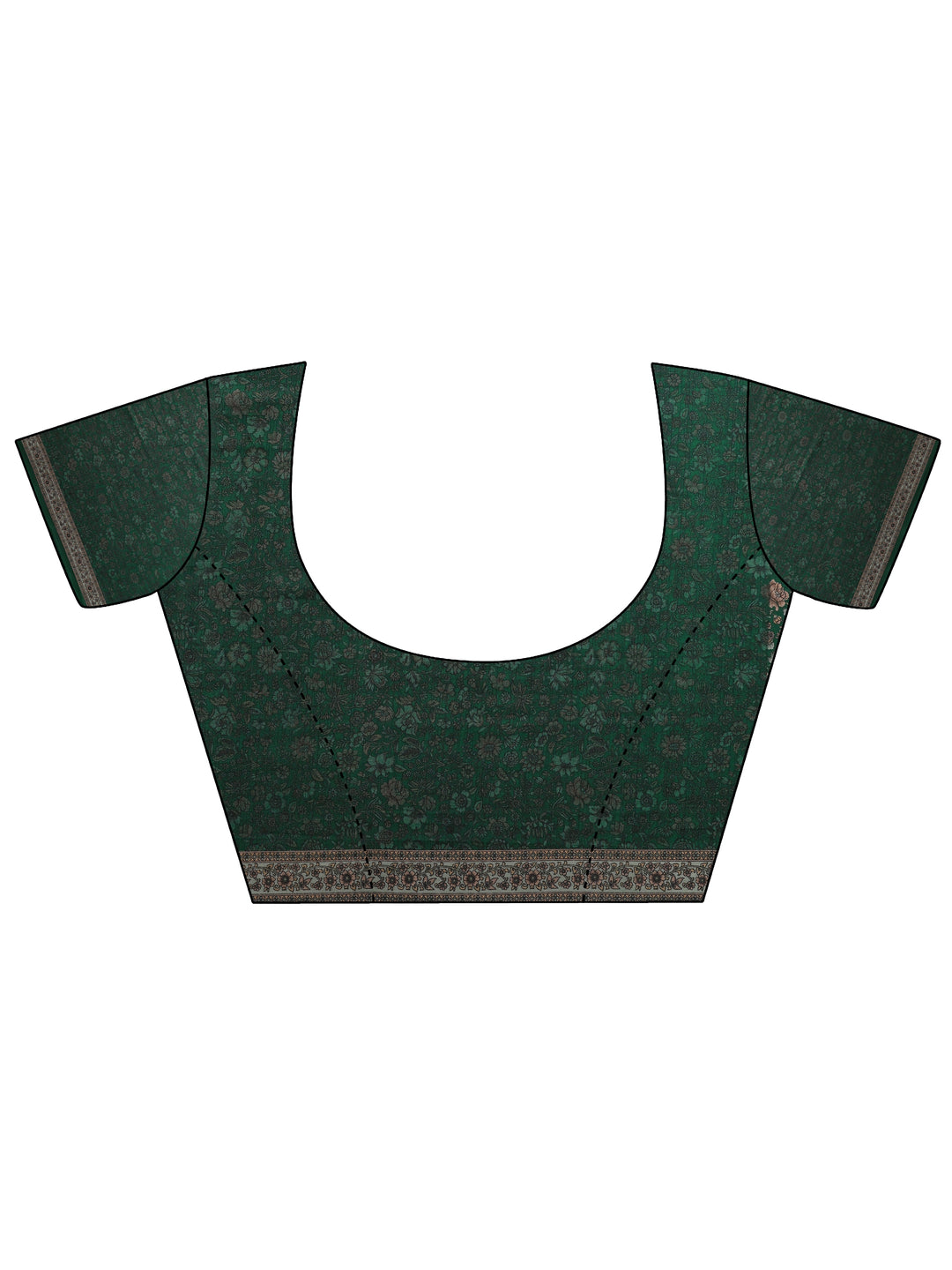 Green Printed Silk Blend Saree With Unstitched Blouse Piece