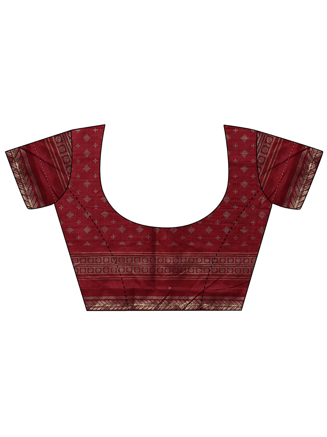 Navy Blue Printed Silk Blend Saree With Unstitched Blouse Piece