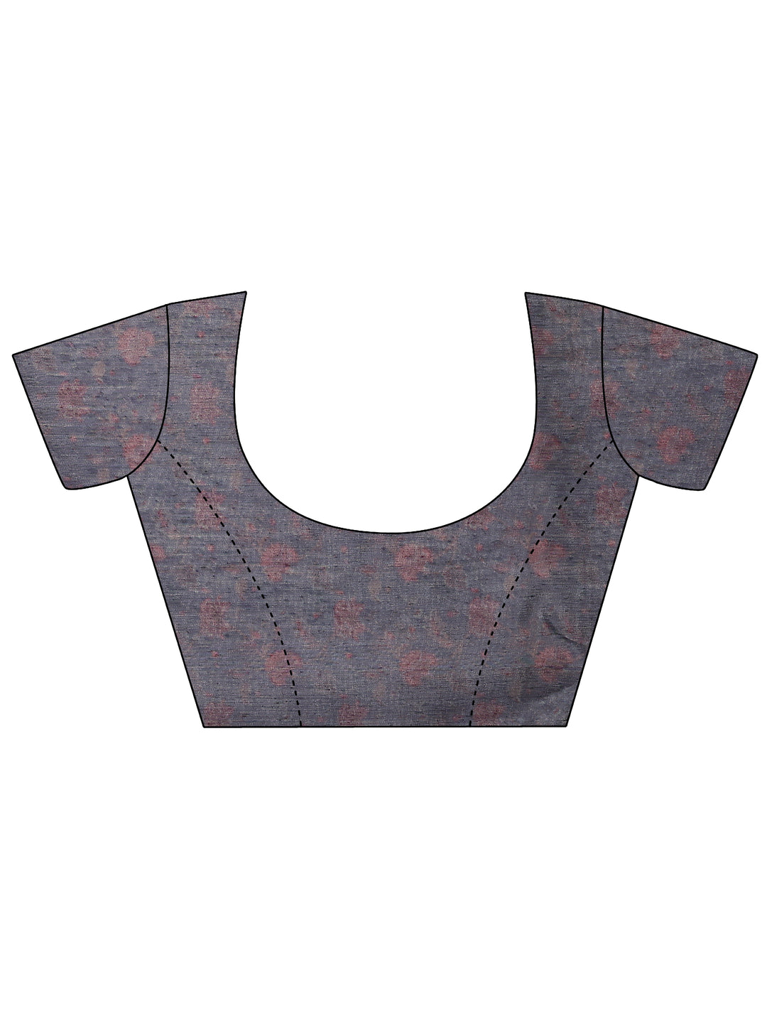 Grey Printed Silk Blend Saree With Unstitched Blouse Piece