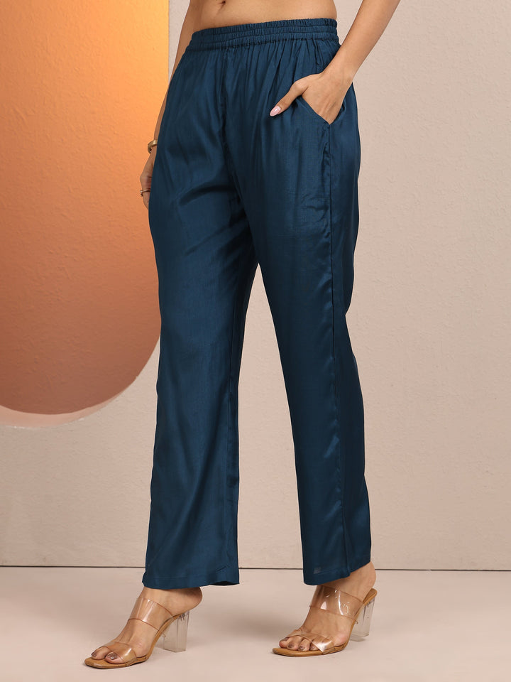 Libas Art Teal Embroidered Crepe Straight Suit Set With Dupatta