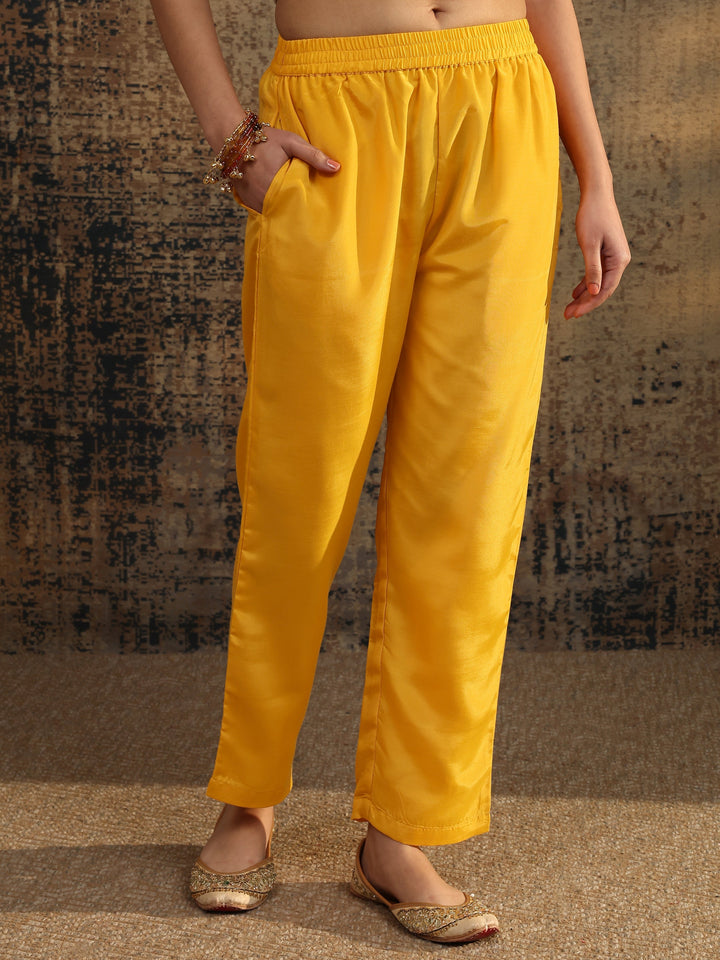 Mustard Bandhani Printed Chinon Straight Suit Set With Dupatta