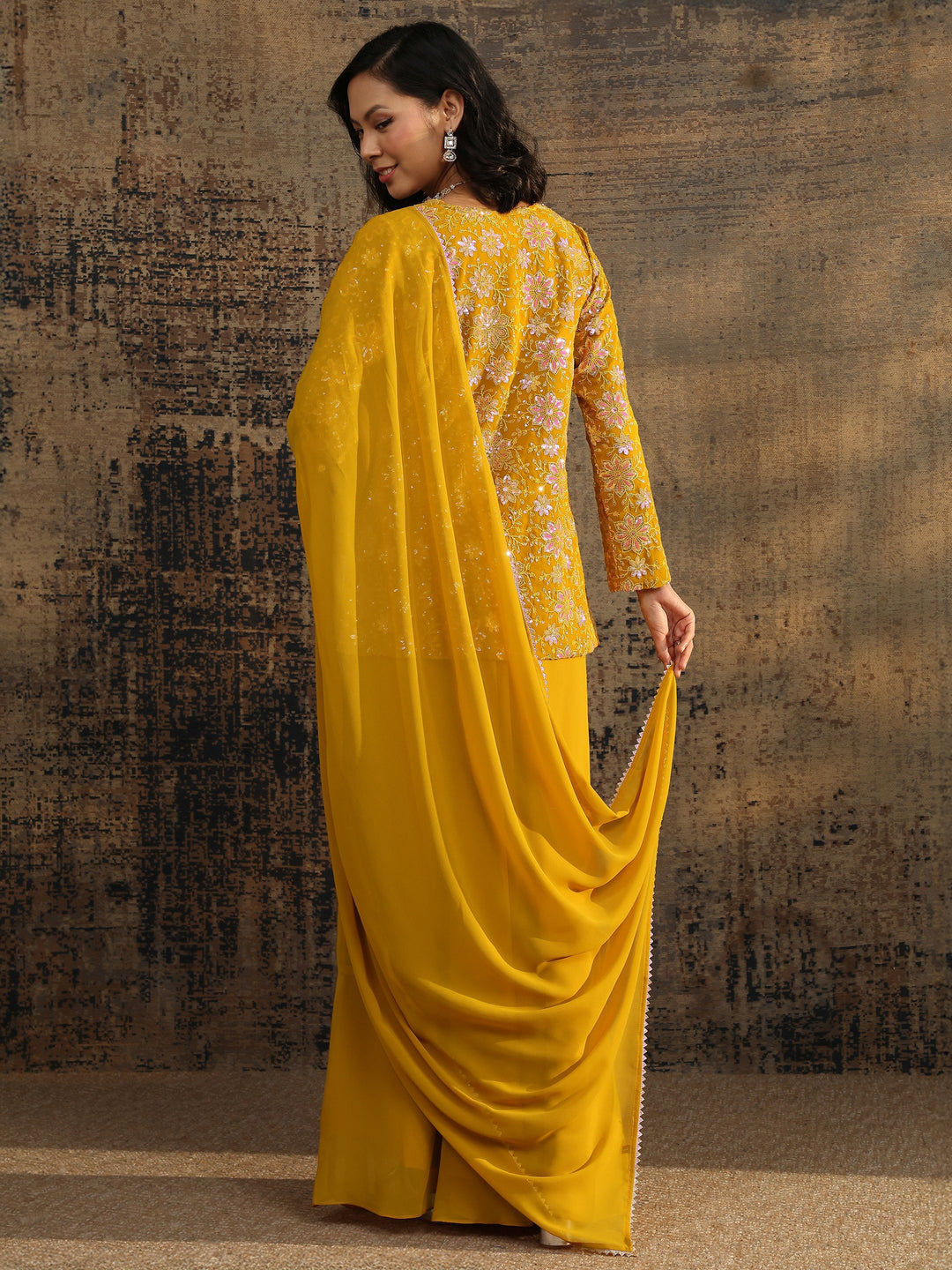 Coral Printed Cotton A-Line Suit Set With Dupatta
