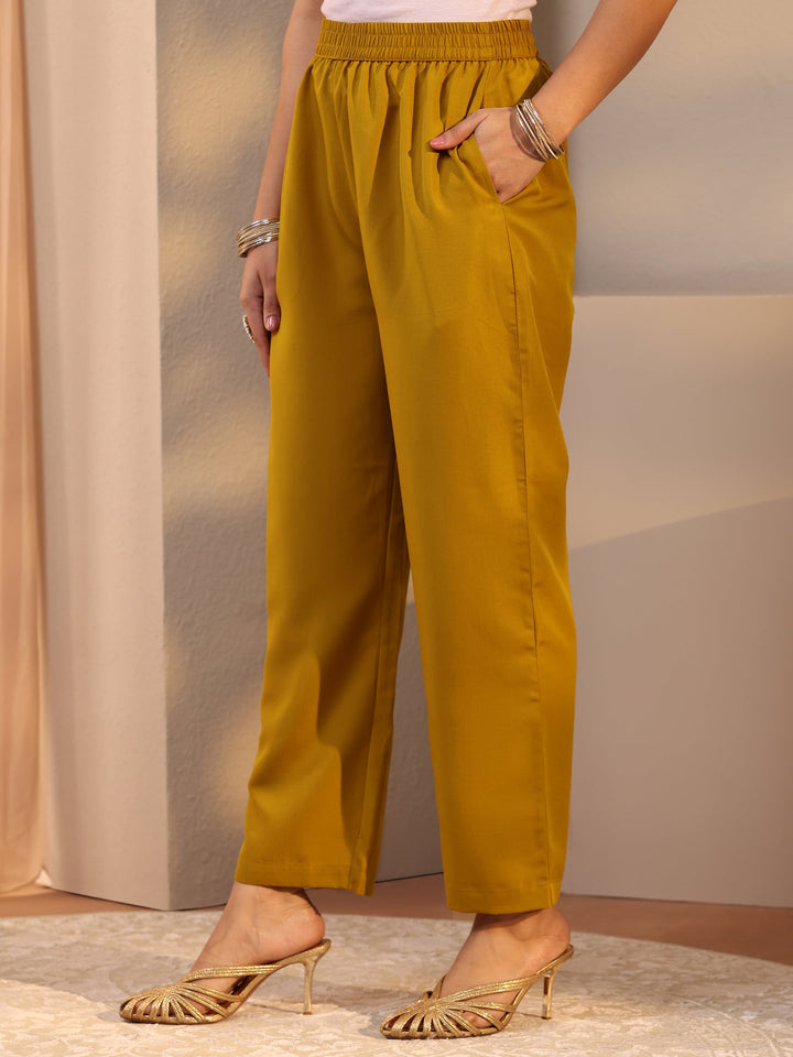 Mustard Embroidered Chiffon Anarkali Suit Set With Dupatta