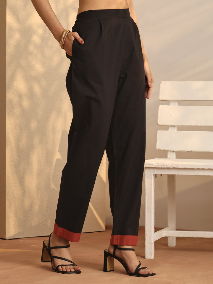Black Tribal Printed Cotton A-Line Suit Set With Dupatta