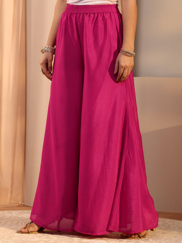 Pink Floral Embroidered Chinon Straight Suit Set With Dupatta