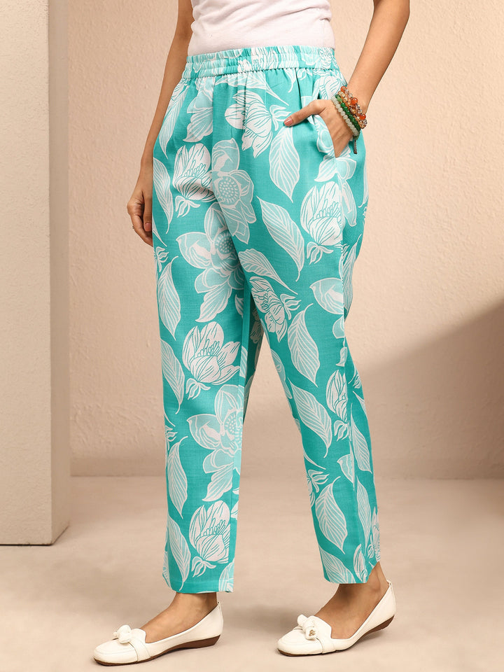 Blue Printed Cotton Blend Co-Ord Set