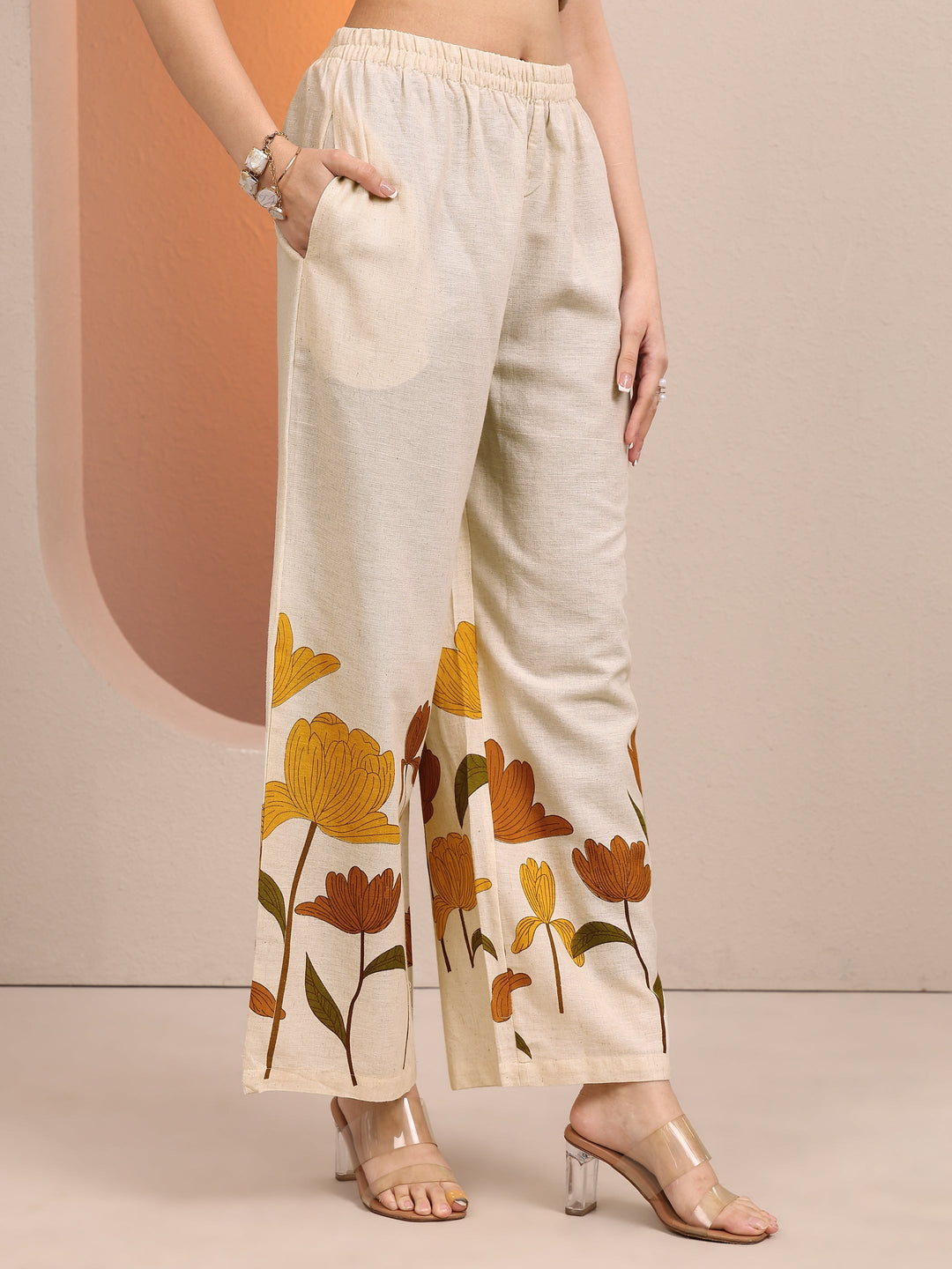 Off White Printed Cotton Co-Ord Sets