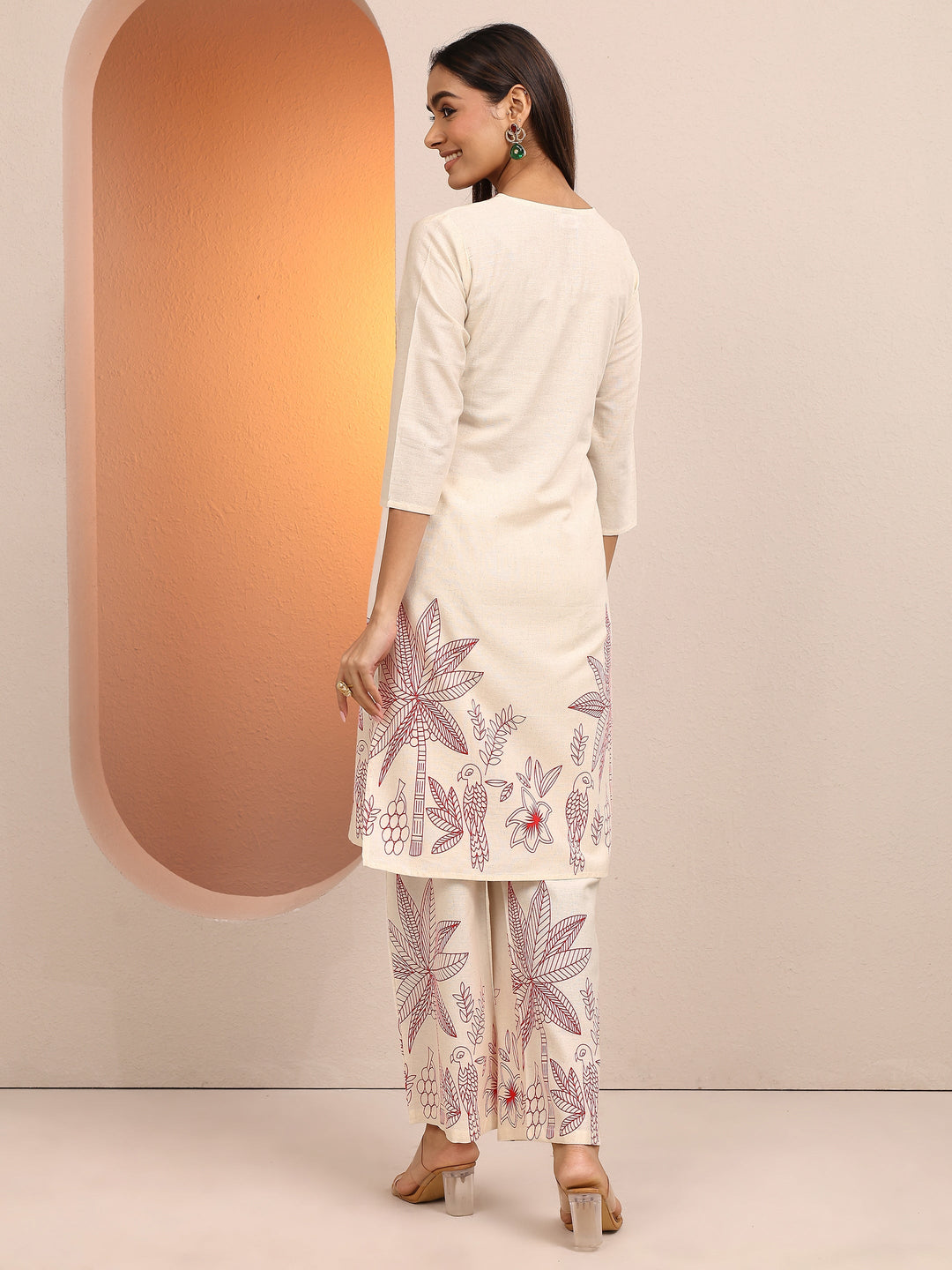 Off White Printed Cotton Co-Ord Sets
